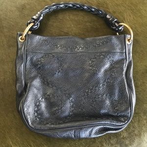 Bottega Venata black leather detailed bag